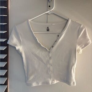 PacSun White Button-Up Crop Top